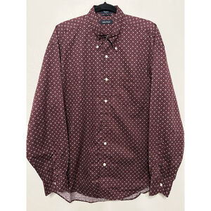Vintage Nautica Red Blue Medallion Circle Print Button Long‎ Sleeve Shirt L